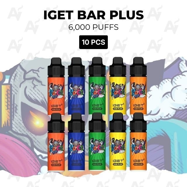 10 Pack IGET Bar Plus Mixed Flavours 6000 Puffs