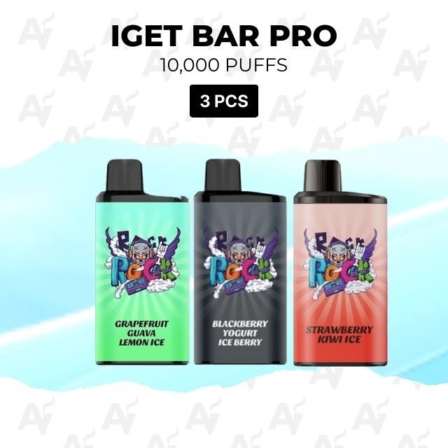 3 Pack IGET Bar Pro Mixed Flavours 10000 Puffs