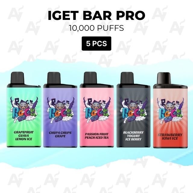 5 Pack IGET Bar Pro Mixed Flavours 10000 Puffs