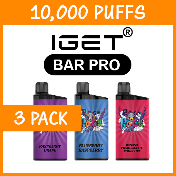 3 Pack IGET Bar Pro Mixed Flavours 10000 Puffs