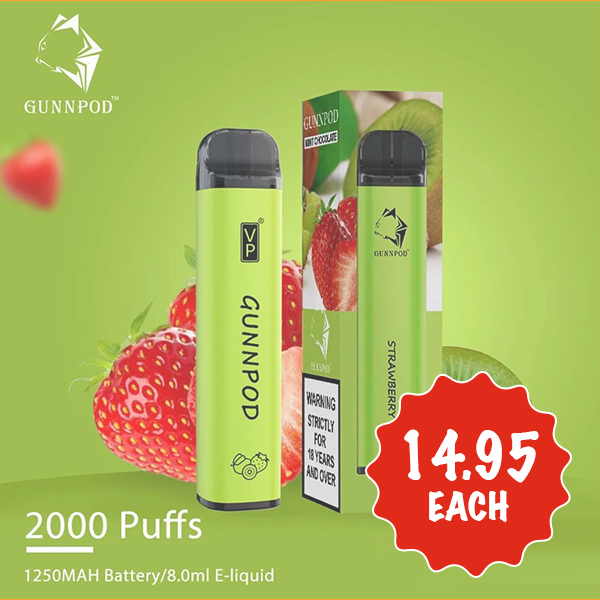 Gunnpod Strawberry Kiwi 2000 Puffs