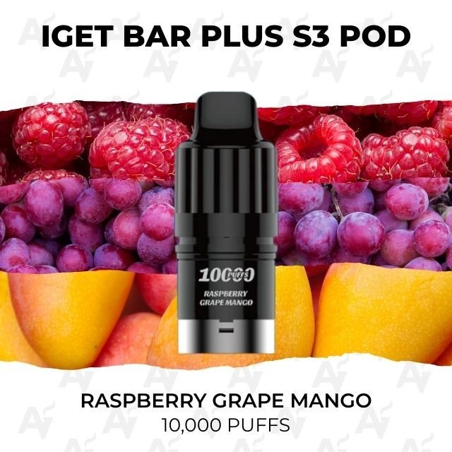 IGET Bar Plus S3 Pods Raspberry Grape Mango 10000 Puffs