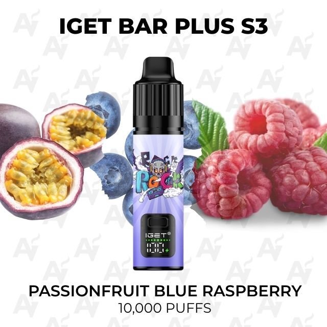 IGET Bar Plus S3 Passionfruit Blue Raspberry 10000 Puffs