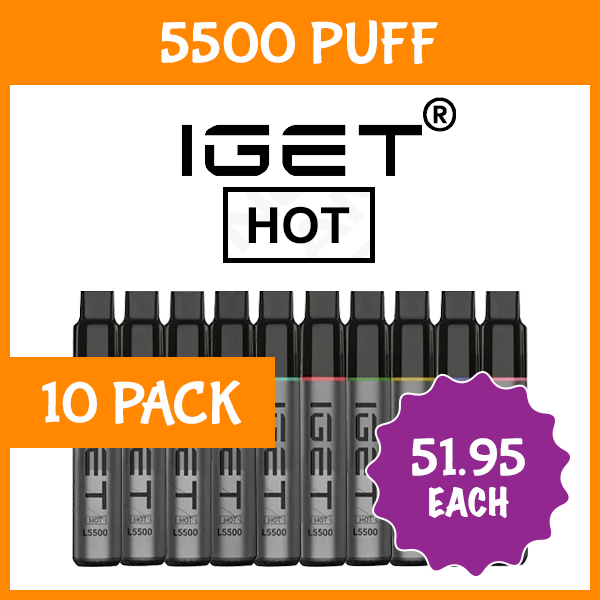 10 Pack IGET Hot Mixed Flavours 5500 Puffs