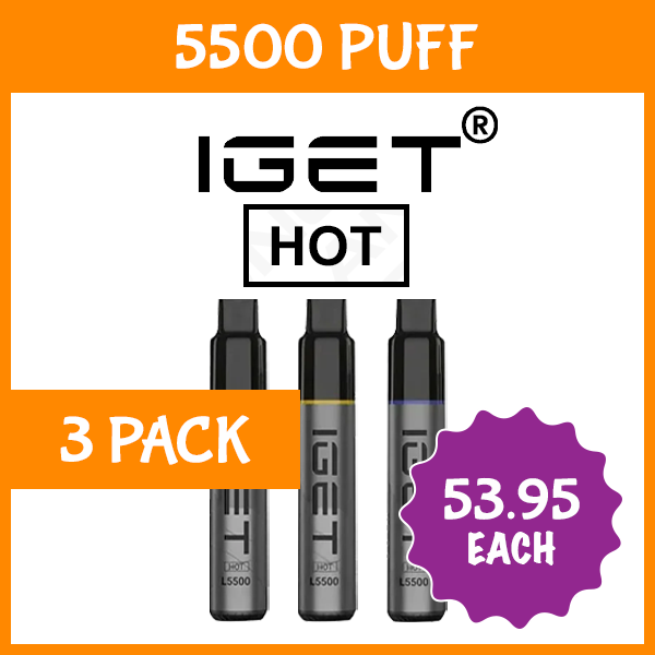 3 Pack IGET Hot Mixed Flavours 5500 Puffs