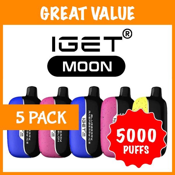 5 Pack IGET Moon Mixed Flavours 5000 Puffs
