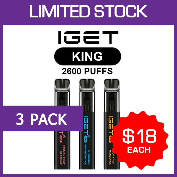 3 Pack IGET King 2600 Puffs